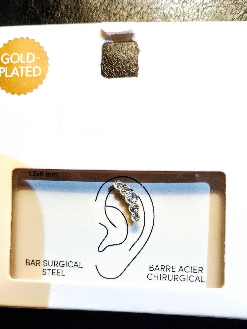 💎*Silver Gold Plated SURGICAL STEEL CRySTALS EAR Bar!💎